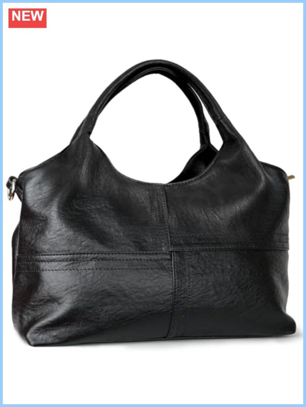 Vegan Leather Hobo Bag with Detachable Satchel Strap Two-Handle Tote Purse